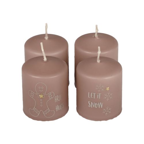 Floristik24 Bougies de Noël bougies Noël rose Ø5cm H6cm 4pcs