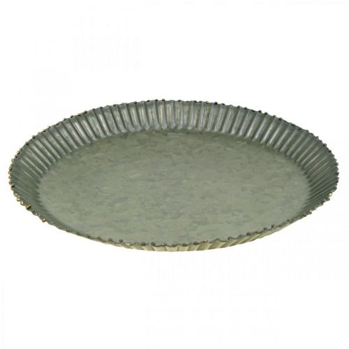 Article Assiette décorative plaque de zinc plaque métal anthracite or Ø20,5cm