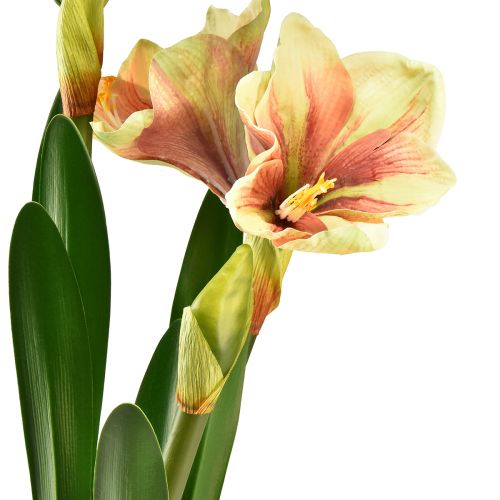 Article Amaryllis en boule de mousse artificielle à fleurs à motifs rose-jaune - 45 cm - Décoration exotique et stylée