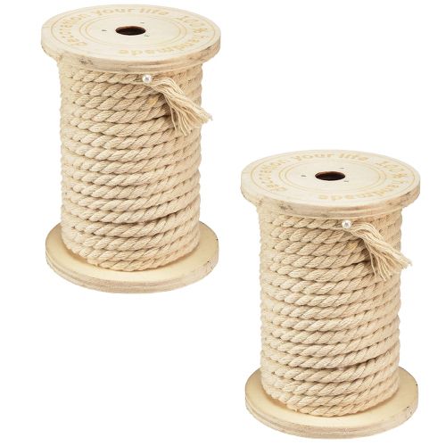 Article Cordon en coton cordon décoratif crème Ø5mm bobine en bois de 7m chacune 2 pièces