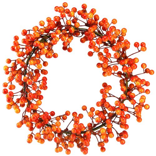 Couronne de baies anneau décoratif baies rouge orange artificielle Ø30cm