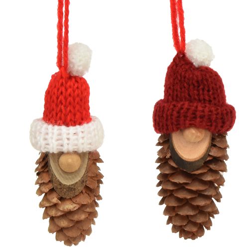 Décoration d&#39;arbre de Noël gnome cône gnome rouge 9cm 12pcs