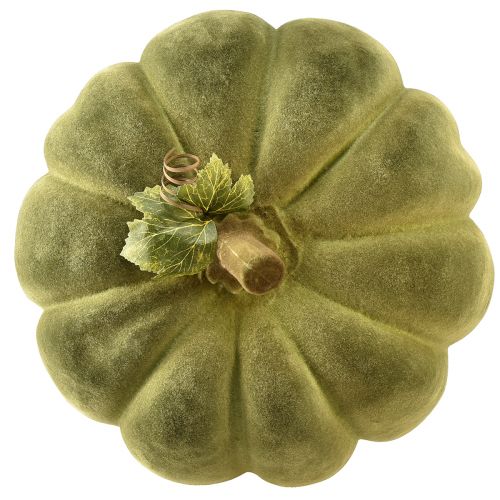 Article Citrouille déco floquée vert – veloutée, belle décoration d&#39;automne 32cm