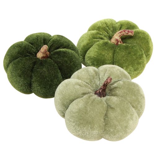 Floristik24 Citrouilles décoratives en tissu vert velouté Ø7cm H4,5cm 9 pièces