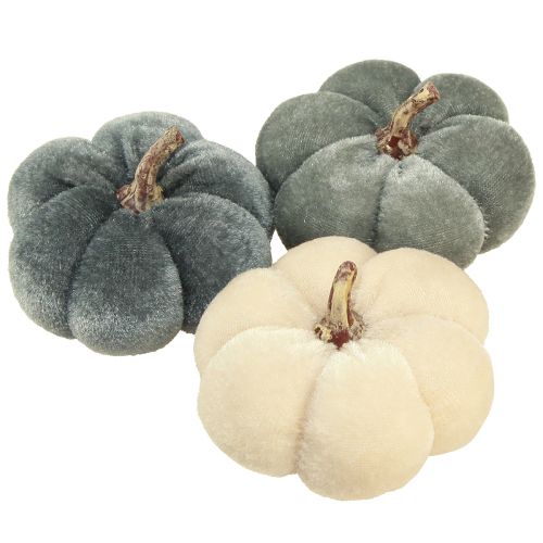 Floristik24 Tissu Décoratif Citrouilles Velouté Crème Gris Automne Ø7cm 9 pcs