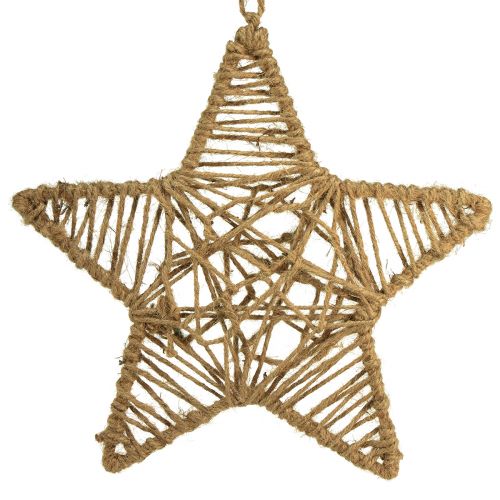 Étoile décorative à suspendre en jute naturel 28 cm 4 pcs