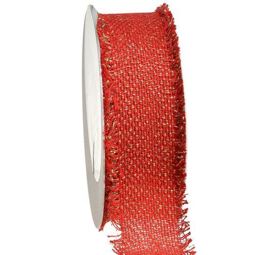 Floristik24 Ruban décoratif ruban de bijoux à franges en or rouge W40mm L15m