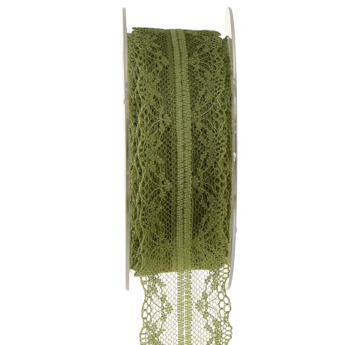 Ruban décoratif dentelle ruban dentelle vert mousse 40mm 20m
