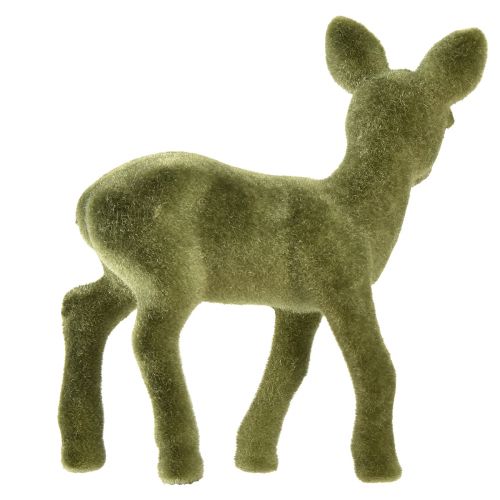 Article Figurine décorative cerf faon floqué figurines de Noël vert 10,5cm 6 pcs