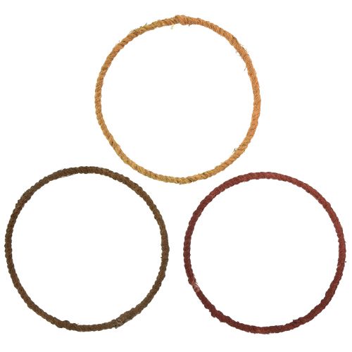 Anneau décoratif anneau coloré boucle de jute jaune ocre marron Ø20cm 9pcs