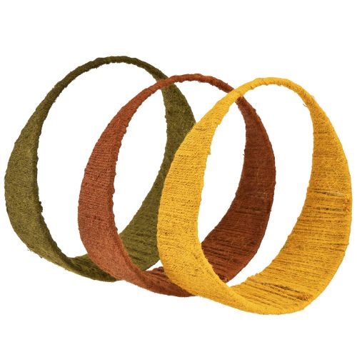 Floristik24 Anneau décoratif en jute boucle large jaune ocre marron Ø30cm 3pcs