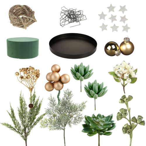 Article Coffret DIY décoration de Noël avec arrangement succulentes Ø20cm