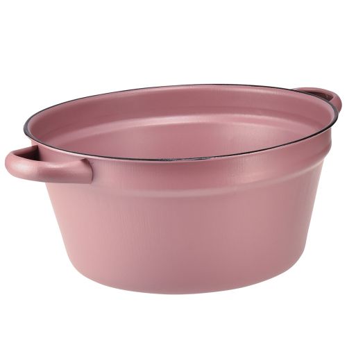 Floristik24 Seau avec anses bac à plantes en métal rose Ø22,5cm H10,5cm