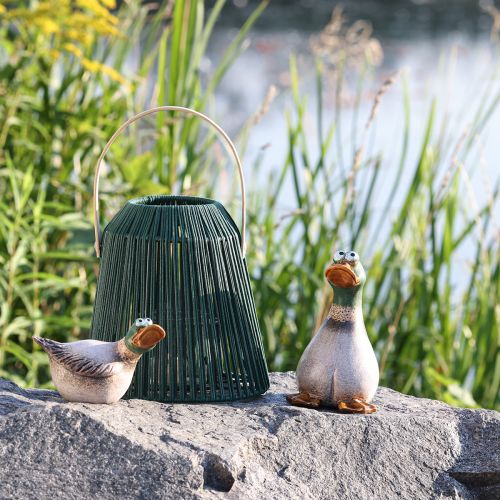 Canards déco en céramique printemps Marron Vert 15cm 2pcs