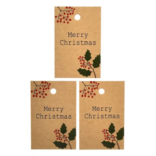 Floristik24 Étiquettes cadeaux Joyeux Noël papier marron naturel 8,5×5,5cm 20 pcs