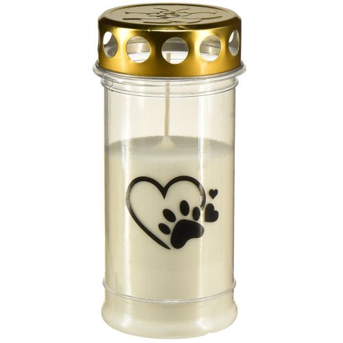 Floristik24 Lampe funéraire chien coeur avec patte bougie funéraire blanche Ø7cm H16,5cm