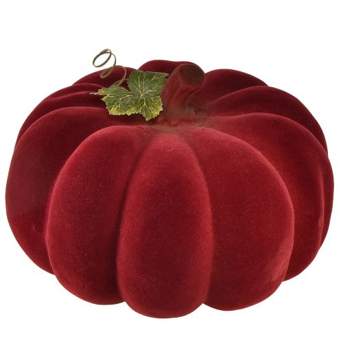 Décoration d&#39;automne citrouille floquée rouge bordeaux - décoration citrouille pour une ambiance automnale unique 32cm