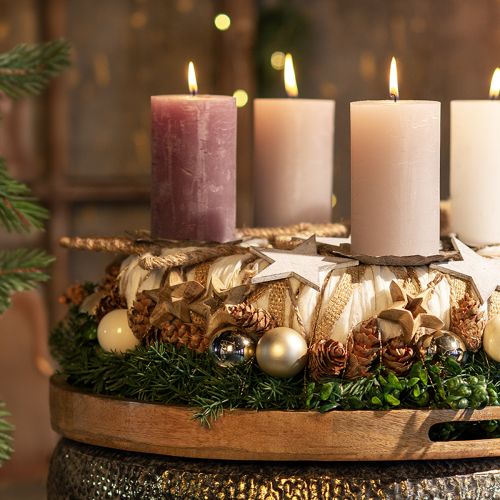 Article Pendentifs en bois étoiles en bois décorations naturelles pour sapin de Noël Ø4,5cm 8 pièces