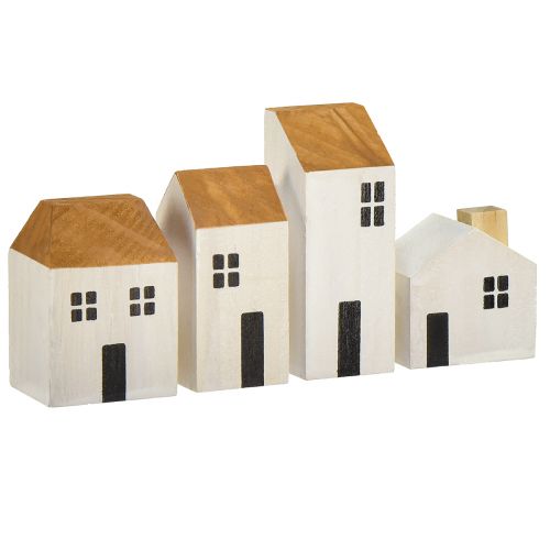 Maison en bois maisons décoratives bois blanc marron 4,5-8cm 4pcs