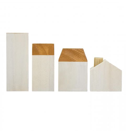 Article Maison en bois maisons décoratives bois blanc marron 4,5-8cm 4pcs