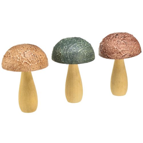 Floristik24 Champignons en bois champignons décoratifs décoration d&#39;automne bois assortis 11×7,5cm 3pcs