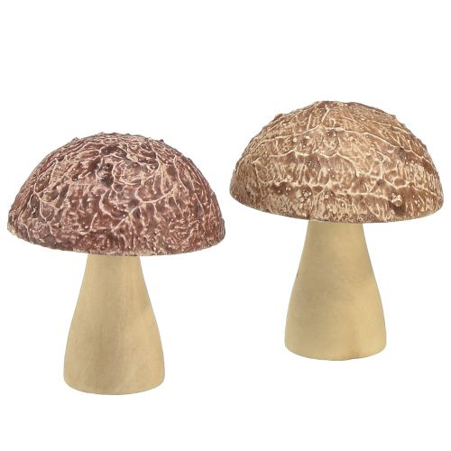 Article Champignons en bois champignons décoratifs décoration de table automne brun naturel 5×6cm 8pcs