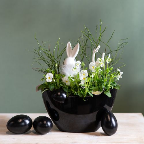 Article Oeufs de poule Décoration de Pâques noire Oeufs soufflés 10 pcs