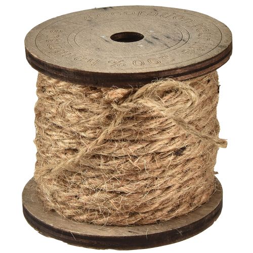 Cordon de jute cordon décoratif rustique Bobine en bois Ø5mm de 7m chacune 2 pièces