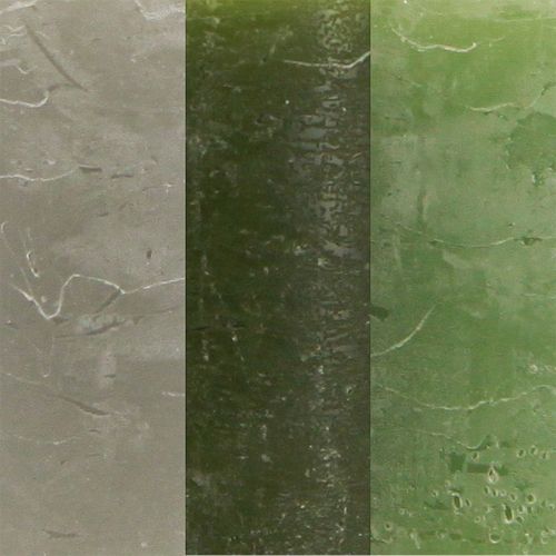 Article Bougies vert 3 couleurs piliers unis 70x100mm 12 pcs