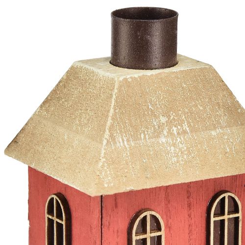 Floristik24 Bougeoir maison bois bâton rouge bougeoir H14.5cm 2pcs