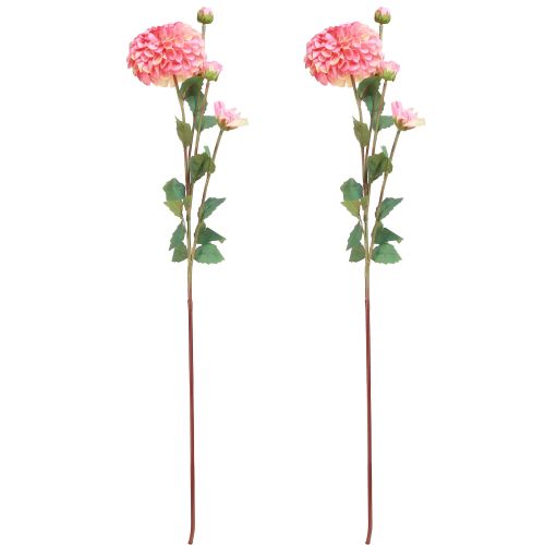 Article Dahlias artificiels rose pêche Ø10cm L80cm 2pcs