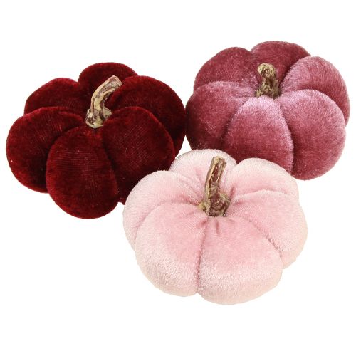 Citrouille en tissu décoration velours rose bordeaux Ø7cm 9 pcs