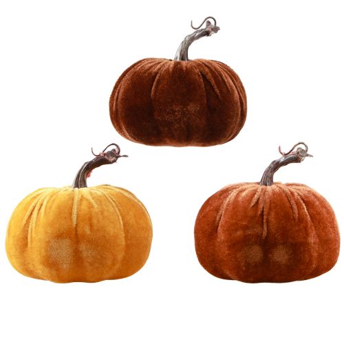 Article Décoration citrouille pour l&#39;automne en jaune marron Ø13cm 3 pcs