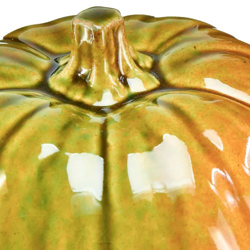 Article Citrouille décorative en céramique dans des tons vert vif - 17,5 cm - parfaite pour la décoration de table d&#39;automne