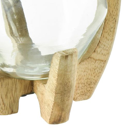 Article Lanterne bois verre lanterne décorative bois de manguier naturel Ø14cm H26cm