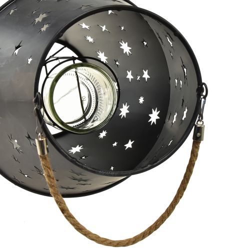 Article Lanterne suspendue en métal anthracite avec étoiles - Ø18,5 cm, hauteur 50 cm - Éclairage extérieur et intérieur élégant