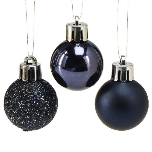 Mini boules de Noël bleues incassables mix Ø3cm 14pcs