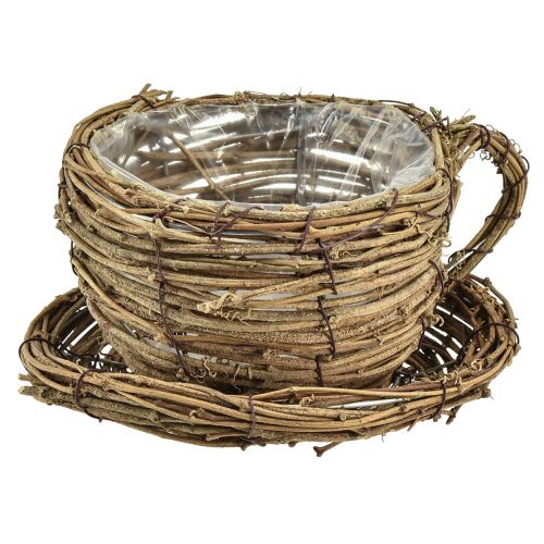 Floristik24 Cache-pot avec assiette cache-pot vigne naturel Ø19cm H9cm