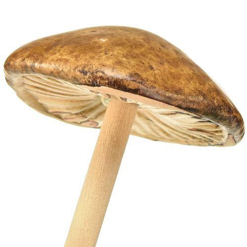 Article Champignons décoratifs sur bâton, marron, 5,5 cm, 6 pièces - décoration automnale de jardin et de salon