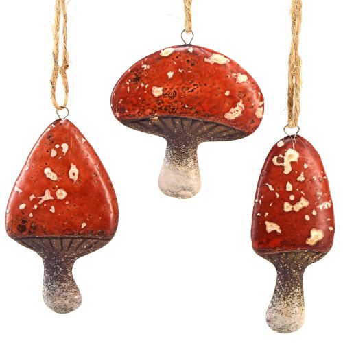Charmants charmes de champignons rouges avec ficelle de jute - 3 cm, lot de 6 - Décorations parfaites d&#39;automne et de Noël