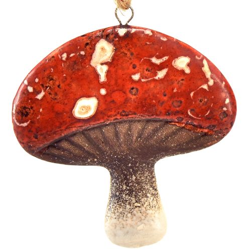 Article Charmants charmes de champignons rouges avec ficelle de jute - 3 cm, lot de 6 - Décorations parfaites d&#39;automne et de Noël