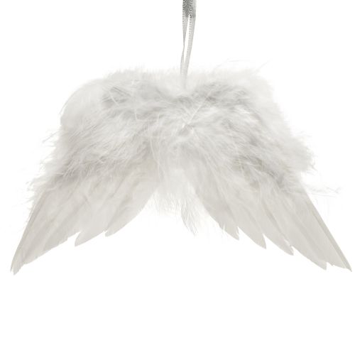 Floristik24 Ailes d&#39;ange romantiques en plumes blanches – Décoration de Noël à suspendre 20×12cm 6 pcs