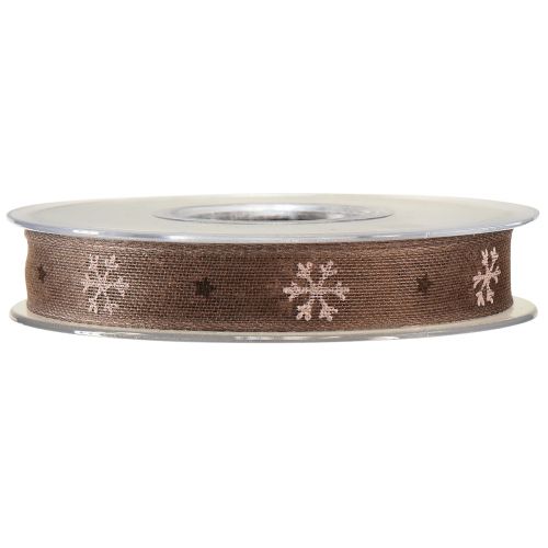 Article Ruban décoratif flocon de neige avec fil marron rose L15mm L15m