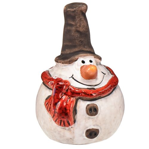 Floristik24 Figurine de bonhomme de neige en céramique, 8,5 cm, avec haut-de-forme et écharpe rouge - Décoration de Noël et d&#39;hiver - 3 pcs