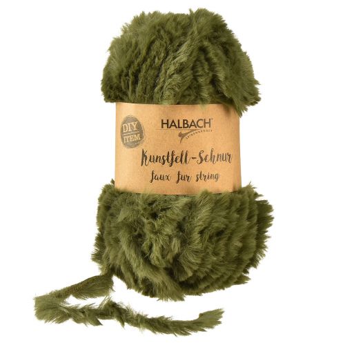 Floristik24 Cordon en fausse fourrure vert - cordon décoratif moelleux 50g 30m