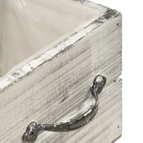 Article Ensemble de tiroirs en bois avec poignée, blanc essuyé, 12x12cm &amp; 9x9cm - Rangement rustique