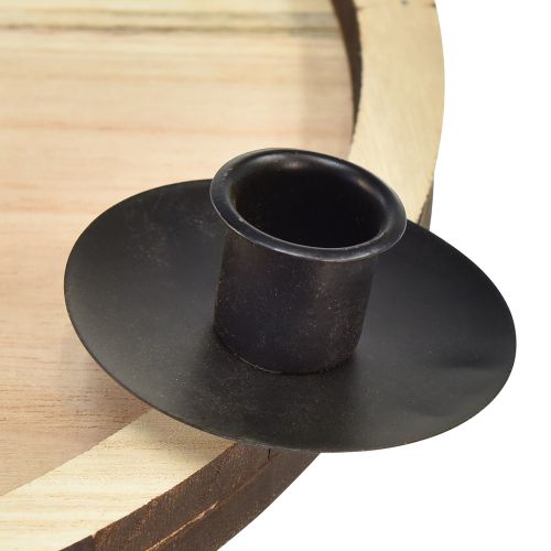 Article Bougeoir bâton avec plateau en bois – naturel &amp; noir, Ø 33 cm – design intemporel pour toute décoration de table