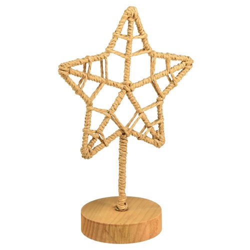 Support étoile décoration métal bois fibre naturelle Ø15cm 2pcs