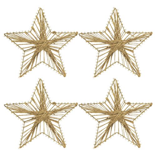 Article Étoile enveloppée de jute décoration de Noël rustique 20cm 4pcs