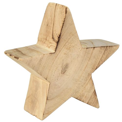 Étoile décorative rustique en bois de paulownia, 2 pièces - design naturel, Ø 15 cm, 6 cm d&#39;épaisseur - décoration en bois polyvalente